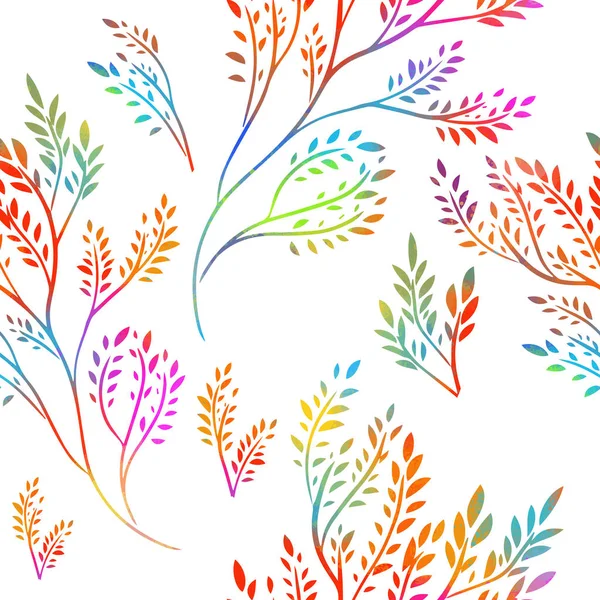 Multicolore fond sans couture de feuilles. techniques mixtes. Illustration vectorielle — Image vectorielle
