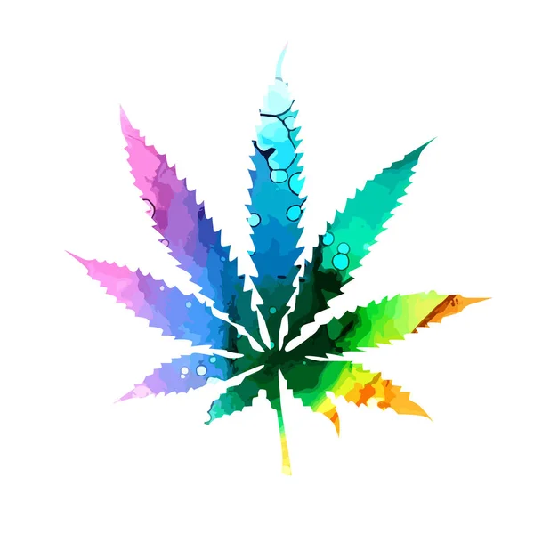 Κάνναβη ή φύλλα μαριχουάνας πολύχρωμο εικονίδιο, διανυσματική απεικόνιση — Διανυσματικό Αρχείο