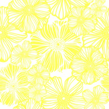 Kusursuz tek renkli sarı çiçekli arka plan. Vektör illüstrasyonu