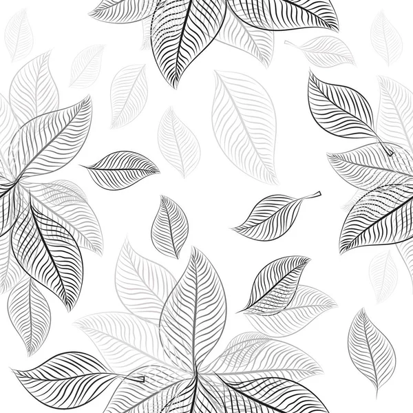 Abstraction des feuilles squelettes monochromes. Fond sans couture. Illustration vectorielle — Image vectorielle