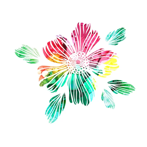 Fleurs abstraites arc-en-ciel. techniques mixtes. Illustration vectorielle — Image vectorielle