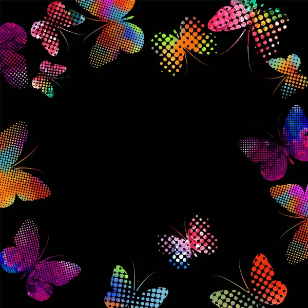 Background with multi-colored butterflies. A lot of flying butterflies. Vector illustration — Stock Vector