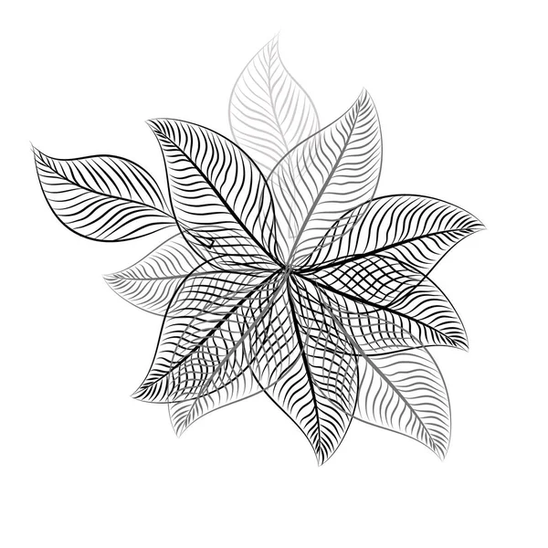 Абстракция из скелетных монохромных листьев. Векторная иллюстрация — стоковый вектор