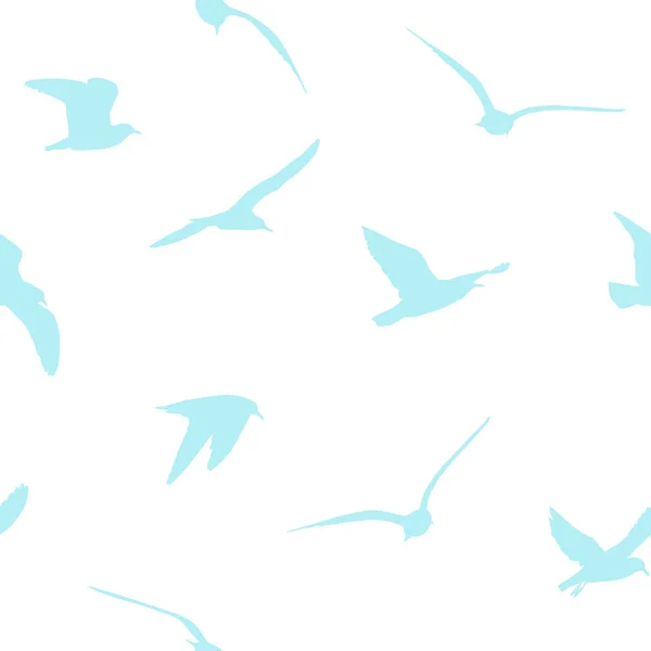 Бесшовный фон летающих чаек. Векторная иллюстрация — стоковый вектор