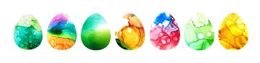 Suluboya yumurta. Mutlu Paskalyalar. Karışık medya. Vektör illüstrasyonu