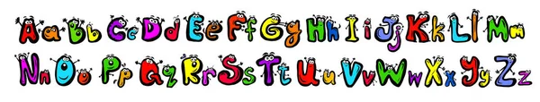 Alfabeto divertente per bambini con gli occhi. Illustrazione vettoriale — Vettoriale Stock
