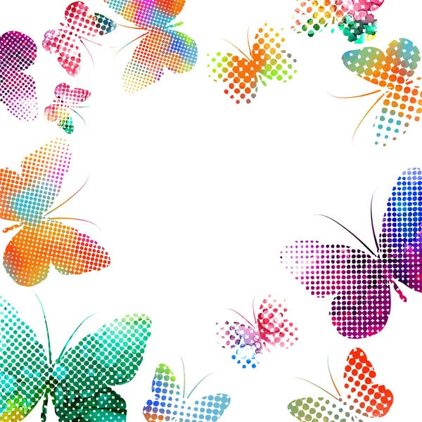 Fond avec des papillons multicolores. Beaucoup de papillons volants. Illustration vectorielle — Image vectorielle