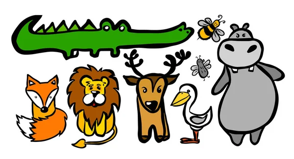 A set of cute animals. Vector illustration — Stock Vector