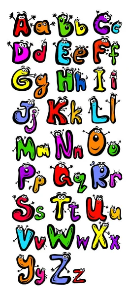 Alphabet amusant pour enfants avec les yeux. Illustration vectorielle — Image vectorielle