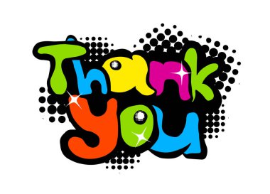 Teşekkür ederim renk soyut yazı. el yazısı yazıt. Elle çizilmiş hat yazı. Teşekkür kartı. Vektör çizim. Beyaz arka plan üzerinde izole. Çocuk, çocuklar, mutlu yazı tipi