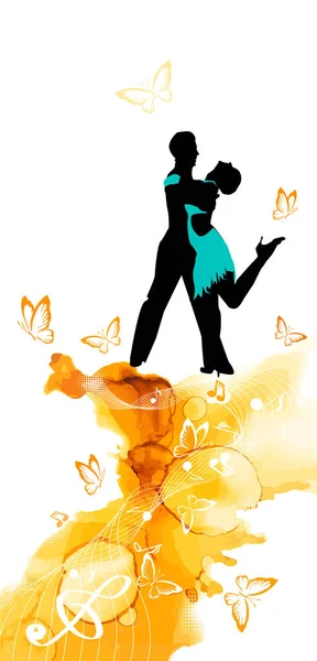 Abstraction Ballroom dancing. Dancing couple in love. mixed media. Vector illustration — Stock Vector