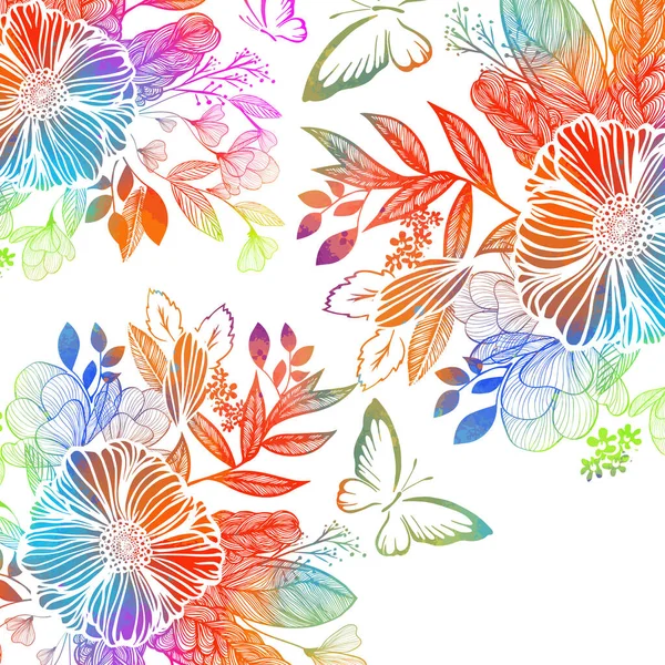 Fleurs Abstraites Arc Ciel Illustration Vectorielle — Image vectorielle