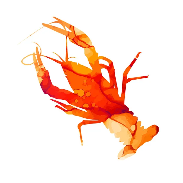 设置水彩画海鲜 鱼子酱 折皱纸钩 — 图库矢量图片