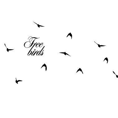 Uçan bir kuş sürüsü. Vektör illüstrasyonu