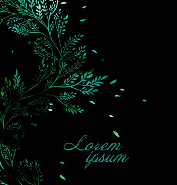 Dallar mavidir. Kartpostal geçmişi. Vektör illüstrasyonu