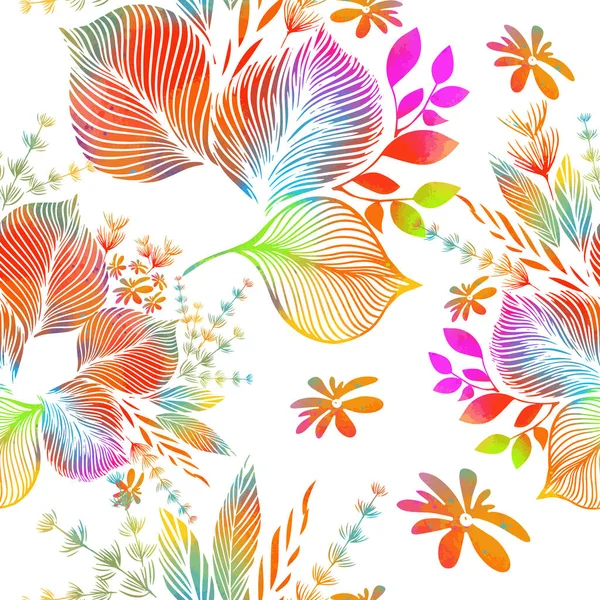 Multicolored Seamless Background Flowers Vector Illustration — Stock Vector