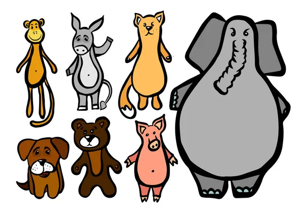 Conjunto Animais Bonitos Ilustração Vetorial — Vetor de Stock