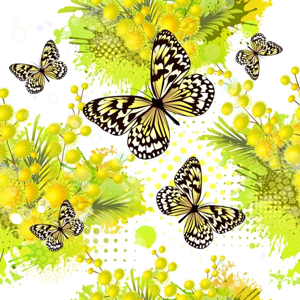 Fond Sans Couture Mimosa Illustration Vectorielle — Image vectorielle