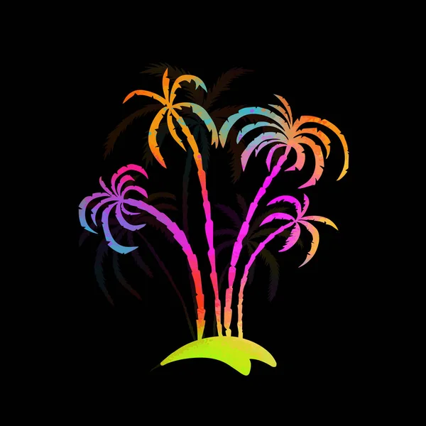 Palmera Multicolor Hola Verano Vector — Vector de stock