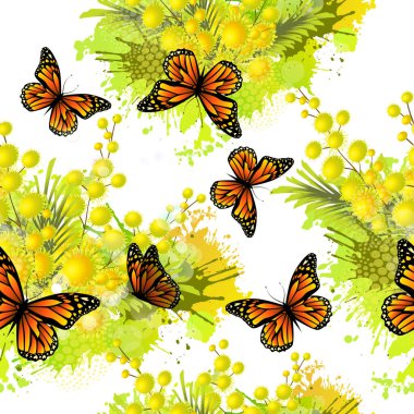 Mimoza 'nın kusursuz bir arka planı. Vektör illüstrasyonu