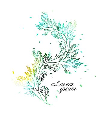 Dallar mavidir. Kartpostal geçmişi. Vektör illüstrasyonu