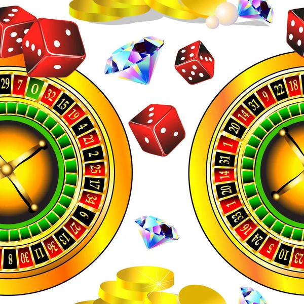 Fondo Perfecto Del Casino Ruleta Cubos Ilustración Vectores — Vector de stock