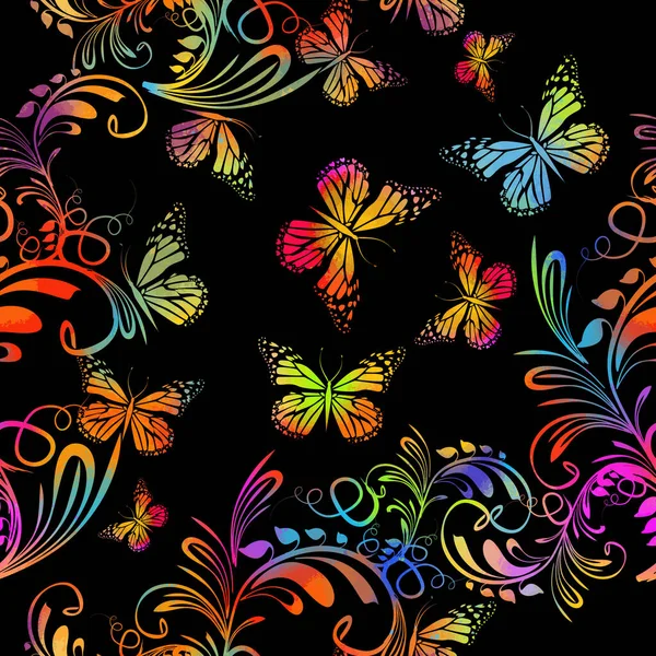 Flerfärgad Sömlös Bakgrund Blommor Vektorillustration — Stock vektor