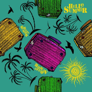 Klasik bavul. Vektör illüstrasyonu