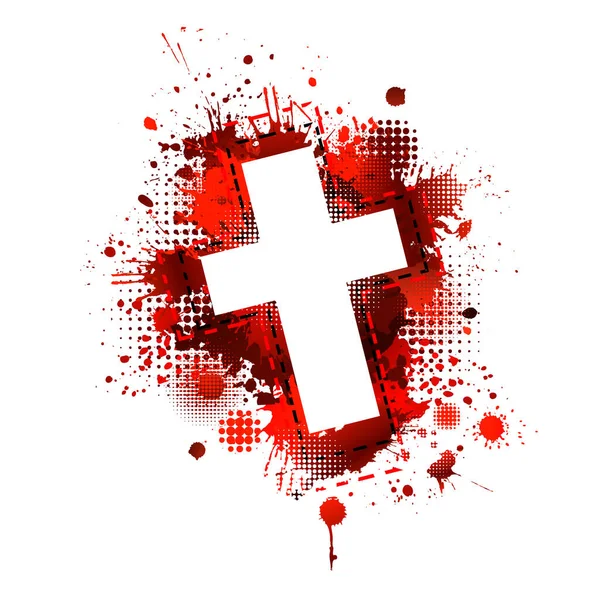 Хрест Від Плям Крові Великоднем Векторні Ілюстрації — стоковий вектор