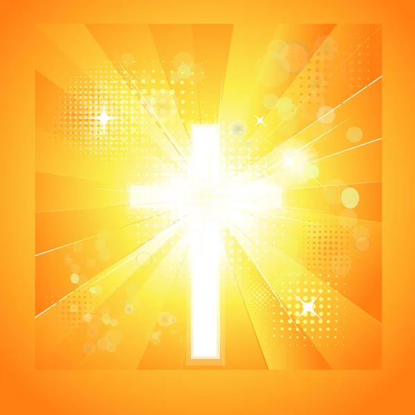 一个闪亮的十字架复活节快乐矢量说明 — 图库矢量图片