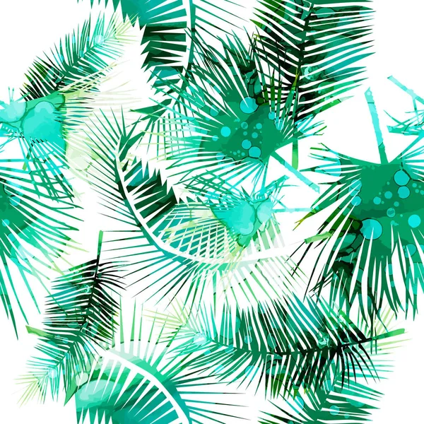 Бесшовный Фон Пальмовых Листьев Векторная Иллюстрация — стоковый вектор