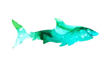 Köpekbalığının silueti korkunç. Vektör illüstrasyonu