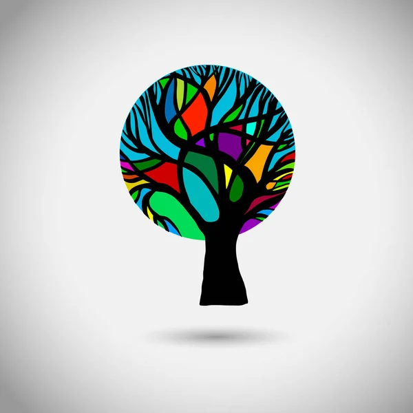 Bel Arbre Multicolore Stylisé Illustration Vectorielle — Image vectorielle