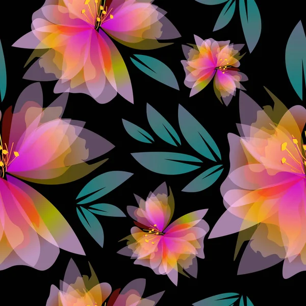 Delikat Rosa Blommor Sömlös Bakgrund Vektorillustration — Stock vektor