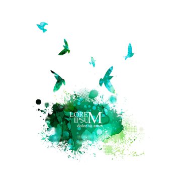 Bulut bulutu olan bir kuşun soyutlanması. Vektör illüstrasyonu