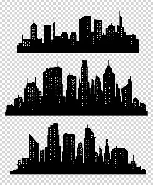 Conjunto de ciudades vectoriales silueta — Vector de stock