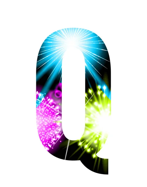 Sparkler firework letter isolated on white background. Vector design light effect alphabet. Letter Q — Stock Vector