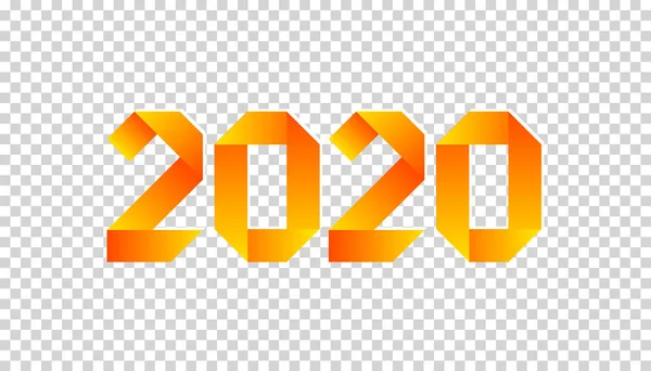 折り紙で作られた新しい2020年の年紙カードオレンジ番号2020と。プレゼンテーション、チラシやバナー、チラシ、はがきやポスターに最適です。ベクターイラスト — ストックベクタ