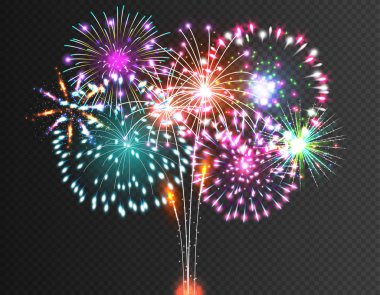 Selam - vektör siyah arka plan üzerinde izole. Şenlikli Havai Fişek