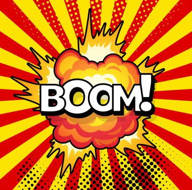 Karikatür, Boom patlama Comic Speech Bubble. Çizgi roman sayfası