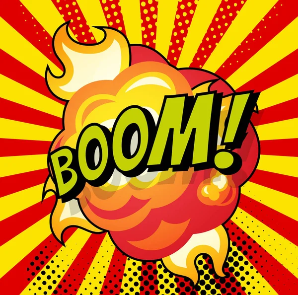Cartoon, Boom explosion komiska pratbubbla. Serietidnings Sidan — Stock vektor