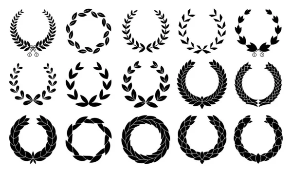 Set of wreaths circular laurel heraldry reward achievement leaf nobility laurel wreath. — Stock Vector