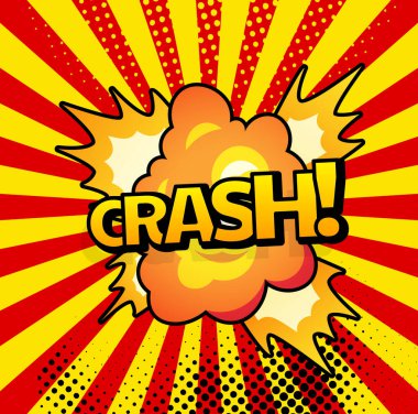 Boom. Comic book explosion bang on sunbeam striped background. clipart
