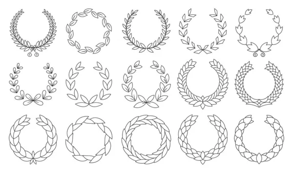 Set of wreaths circular laurel heraldry reward achievement leaf nobility laurel wreath. — Stock Vector