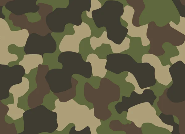 Camouflage nahtlose Muster. Abstrakter militärischer oder jagdlicher Tarnhintergrund. Klassischer Kleidungsstil, der den Camo-Repeat-Druck verdeckt. Grün braun schwarz oliv Farben Wald Textur Camouflage — Stockvektor