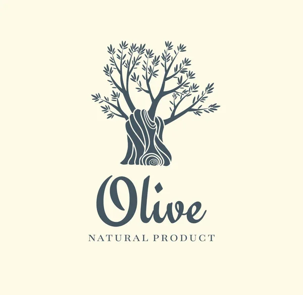 Ícone de oliveira elegante isolado. Silhueta de oliveira criativa. Design de logotipo usado para produtos publicitários de qualidade premium —  Vetores de Stock