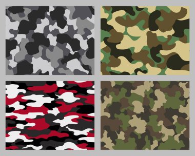 Bir grup kamuflajsız desen. Soyut ordu ya da kamuflaj geçmişi. Klasik giyim tarzı kamuflaj tekrarı. Yeşil kahverengi zeytin renkleri orman deseni kamuflajı
