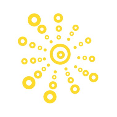 Sevimli komik güneş ikonu. Parlak ve güzel çizgi film karakteri. Soyut sarı güneş şekli. El çizimi karalama güneşi. Güneş logosu simgesi. Vektör İllüstrasyonu