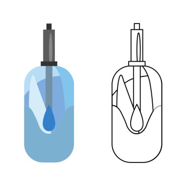 Su filtresinin düz vektör simgesi. Renk ve eskiz stili. Temiz su ve logo için ev bileşenlerinde su filtresi. Su, filtre sistemi konseptiyle arıtılır.