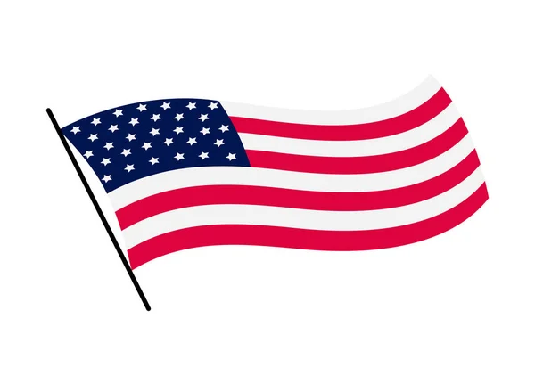 Ondeando la bandera de los Estados Unidos de América. Ilustración de ondulada bandera americana. Símbolo nacional, bandera estadounidense sobre fondo blanco - ilustración vectorial — Vector de stock